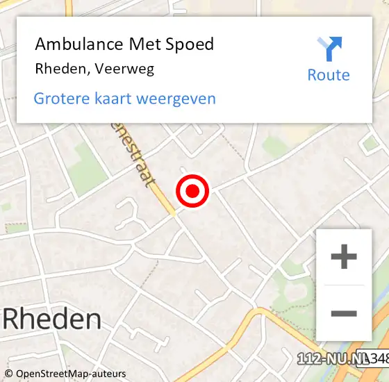 Locatie op kaart van de 112 melding: Ambulance Met Spoed Naar Rheden, Veerweg op 14 maart 2022 22:27