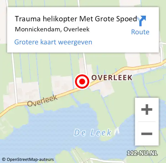 Locatie op kaart van de 112 melding: Trauma helikopter Met Grote Spoed Naar Monnickendam, Overleek op 15 maart 2022 01:40