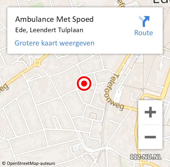 Locatie op kaart van de 112 melding: Ambulance Met Spoed Naar Ede, Leendert Tulplaan op 15 maart 2022 02:27