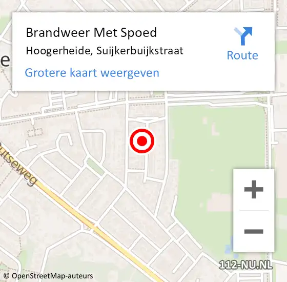 Locatie op kaart van de 112 melding: Brandweer Met Spoed Naar Hoogerheide, Suijkerbuijkstraat op 15 maart 2022 04:03
