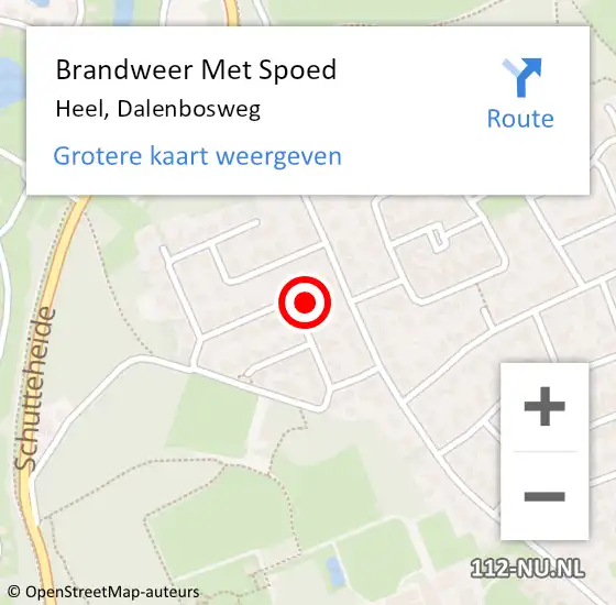 Locatie op kaart van de 112 melding: Brandweer Met Spoed Naar Heel, Dalenbosweg op 15 maart 2022 08:29