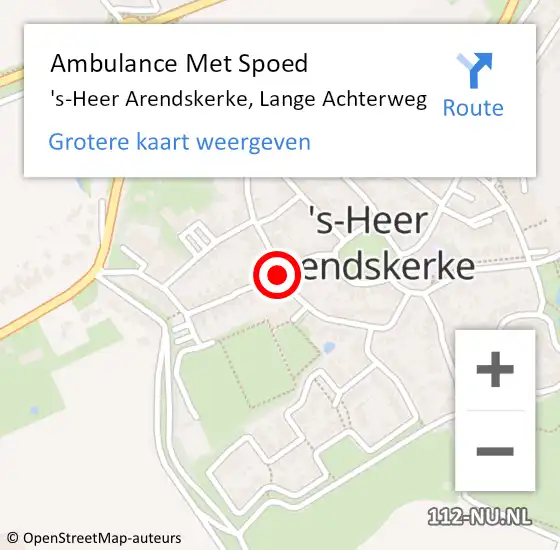 Locatie op kaart van de 112 melding: Ambulance Met Spoed Naar 's-Heer Arendskerke, Lange Achterweg op 11 juli 2014 07:36