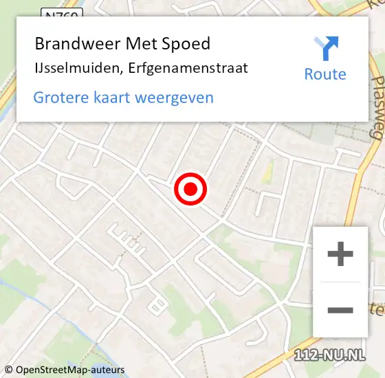Locatie op kaart van de 112 melding: Brandweer Met Spoed Naar IJsselmuiden, Erfgenamenstraat op 15 maart 2022 12:16