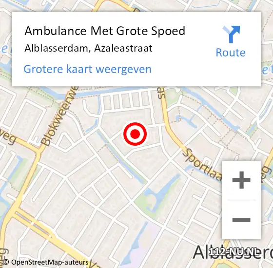Locatie op kaart van de 112 melding: Ambulance Met Grote Spoed Naar Alblasserdam, Azaleastraat op 15 maart 2022 13:29