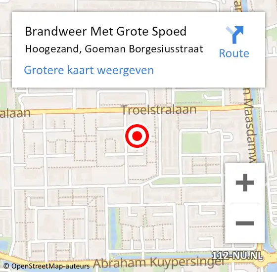 Locatie op kaart van de 112 melding: Brandweer Met Grote Spoed Naar Hoogezand, Goeman Borgesiusstraat op 15 maart 2022 13:57