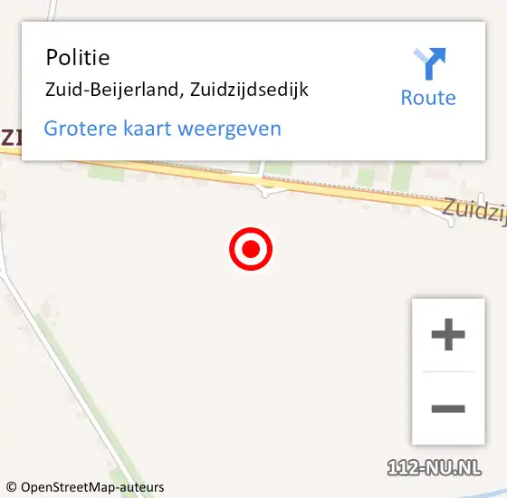 Locatie op kaart van de 112 melding: Politie Zuid-Beijerland, Zuidzijdsedijk op 15 maart 2022 14:00