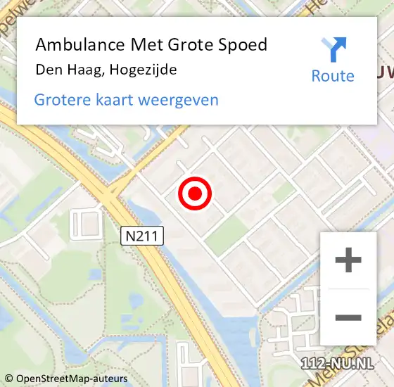Locatie op kaart van de 112 melding: Ambulance Met Grote Spoed Naar Den Haag, Hogezijde op 15 maart 2022 14:10