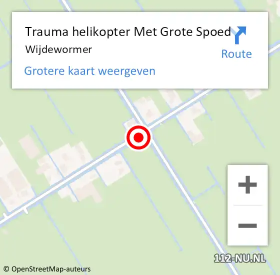 Locatie op kaart van de 112 melding: Trauma helikopter Met Grote Spoed Naar Wijdewormer op 15 maart 2022 14:40