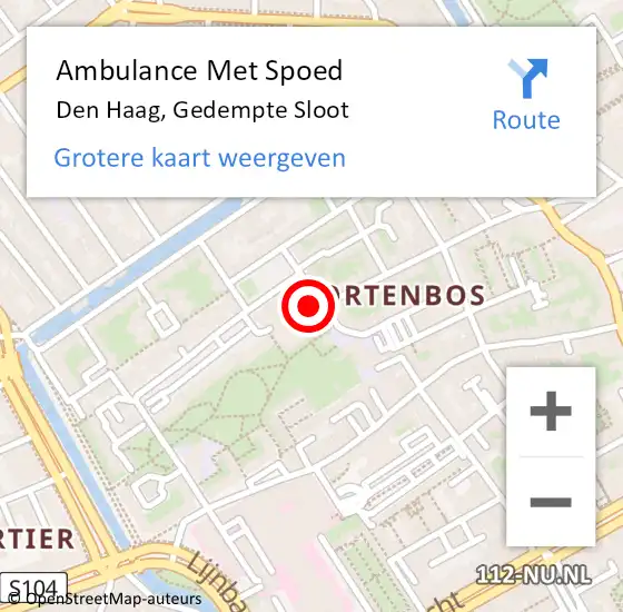 Locatie op kaart van de 112 melding: Ambulance Met Spoed Naar Den Haag, Gedempte Sloot op 15 maart 2022 15:27