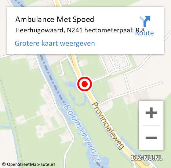 Locatie op kaart van de 112 melding: Ambulance Met Spoed Naar Heerhugowaard, N241 hectometerpaal: 8,8 op 15 maart 2022 17:31