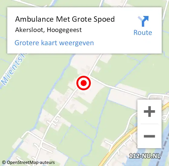 Locatie op kaart van de 112 melding: Ambulance Met Grote Spoed Naar Akersloot, Hoogegeest op 15 maart 2022 21:22