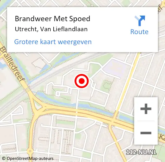 Locatie op kaart van de 112 melding: Brandweer Met Spoed Naar Utrecht, Van Lieflandlaan op 15 maart 2022 22:32
