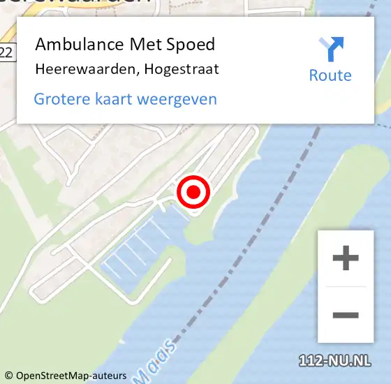 Locatie op kaart van de 112 melding: Ambulance Met Spoed Naar Heerewaarden, Hogestraat op 15 maart 2022 23:29