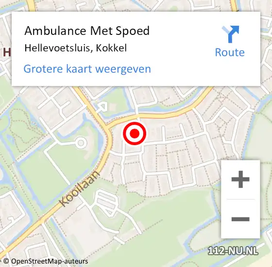 Locatie op kaart van de 112 melding: Ambulance Met Spoed Naar Hellevoetsluis, Kokkel op 16 maart 2022 02:43