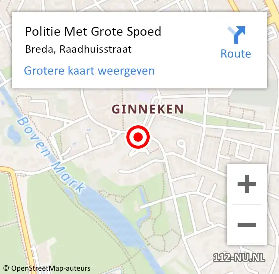 Locatie op kaart van de 112 melding: Politie Met Grote Spoed Naar Breda, Raadhuisstraat op 16 maart 2022 07:44
