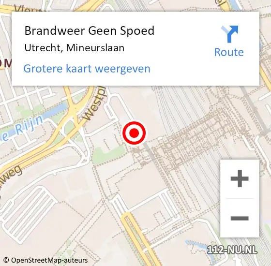 Locatie op kaart van de 112 melding: Brandweer Geen Spoed Naar Utrecht, Mineurslaan op 16 maart 2022 08:02