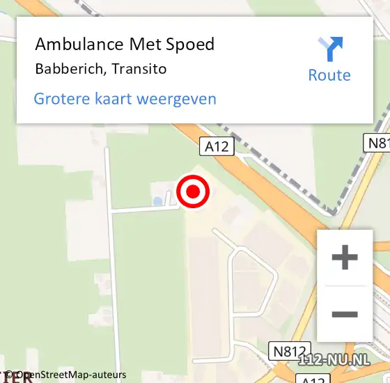 Locatie op kaart van de 112 melding: Ambulance Met Spoed Naar Babberich, Transito op 16 maart 2022 08:17