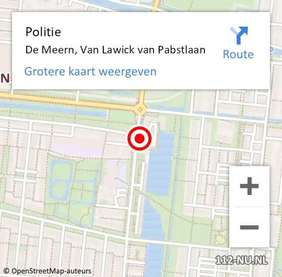 Locatie op kaart van de 112 melding: Politie De Meern, Van Lawick van Pabstlaan op 16 maart 2022 08:17