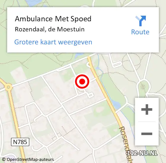 Locatie op kaart van de 112 melding: Ambulance Met Spoed Naar Rozendaal, de Moestuin op 16 maart 2022 09:02
