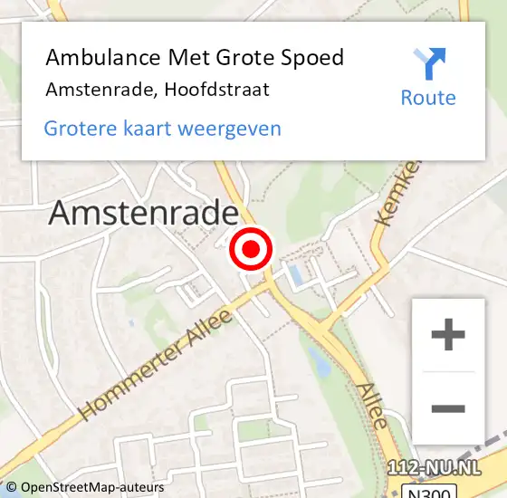 Locatie op kaart van de 112 melding: Ambulance Met Grote Spoed Naar Amstenrade, Hoofdstraat op 16 maart 2022 10:05