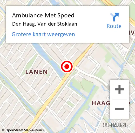 Locatie op kaart van de 112 melding: Ambulance Met Spoed Naar Den Haag, Van der Stoklaan op 16 maart 2022 11:17