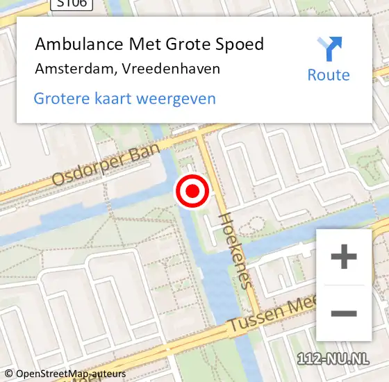 Locatie op kaart van de 112 melding: Ambulance Met Grote Spoed Naar Amsterdam, Vreedenhaven op 16 maart 2022 12:33