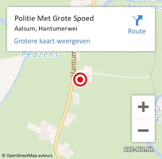 Locatie op kaart van de 112 melding: Politie Met Grote Spoed Naar Aalsum, Hantumerwei op 16 maart 2022 14:26
