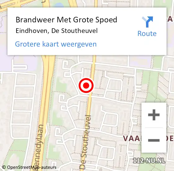 Locatie op kaart van de 112 melding: Brandweer Met Grote Spoed Naar Eindhoven, De Stoutheuvel op 16 maart 2022 15:30