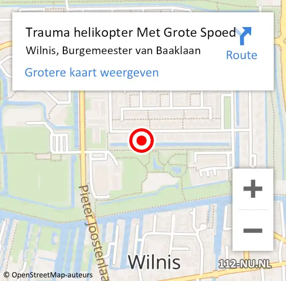 Locatie op kaart van de 112 melding: Trauma helikopter Met Grote Spoed Naar Wilnis, Burgemeester van Baaklaan op 16 maart 2022 15:59