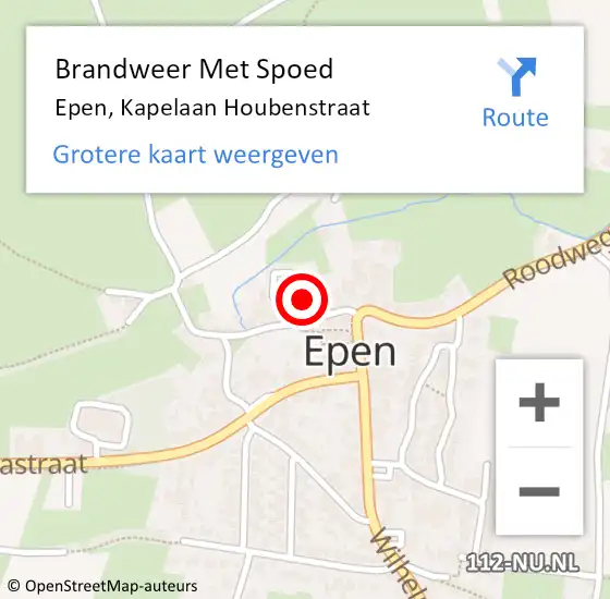 Locatie op kaart van de 112 melding: Brandweer Met Spoed Naar Epen, Kapelaan Houbenstraat op 16 maart 2022 17:17