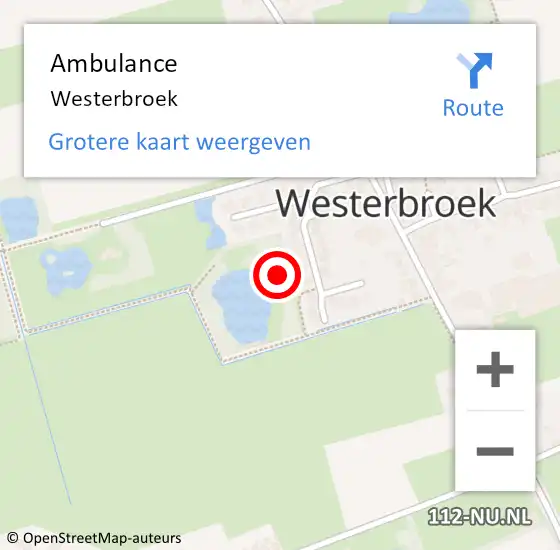 Locatie op kaart van de 112 melding: Ambulance Westerbroek op 16 maart 2022 17:30