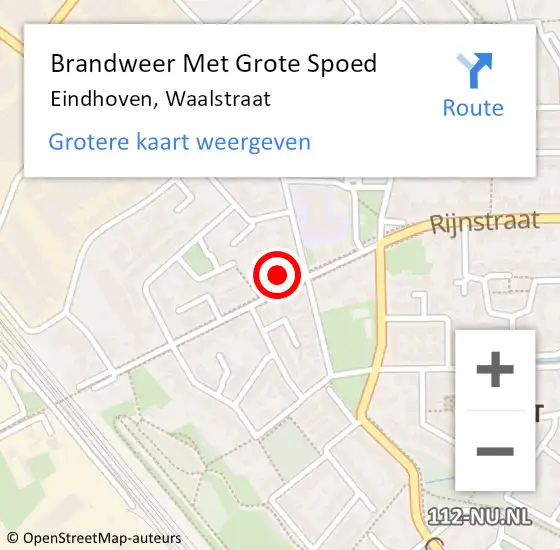 Locatie op kaart van de 112 melding: Brandweer Met Grote Spoed Naar Eindhoven, Waalstraat op 16 maart 2022 18:45