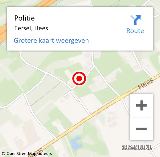 Locatie op kaart van de 112 melding: Politie Eersel, Hees op 16 maart 2022 18:54