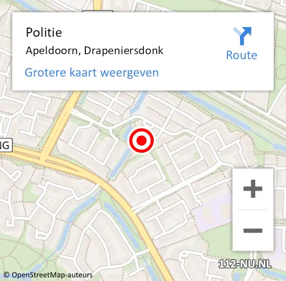 Locatie op kaart van de 112 melding: Politie Apeldoorn, Drapeniersdonk op 16 maart 2022 19:47