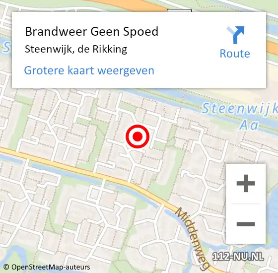 Locatie op kaart van de 112 melding: Brandweer Geen Spoed Naar Steenwijk, de Rikking op 16 maart 2022 20:30