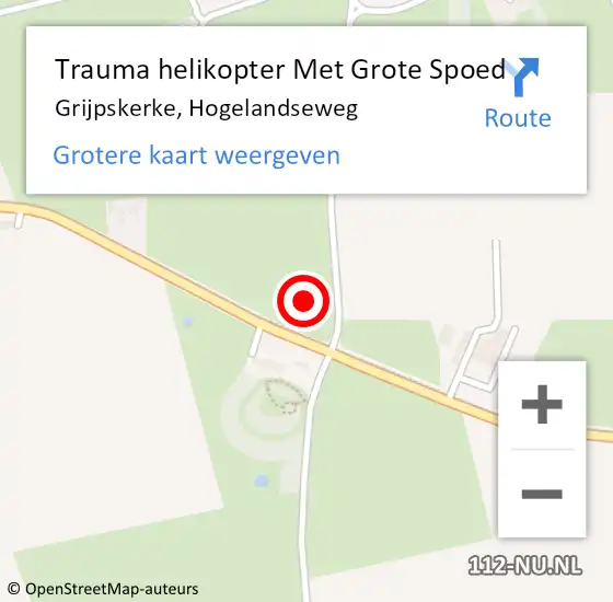 Locatie op kaart van de 112 melding: Trauma helikopter Met Grote Spoed Naar Grijpskerke, Hogelandseweg op 16 maart 2022 21:22