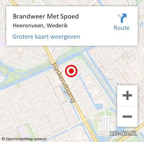 Locatie op kaart van de 112 melding: Brandweer Met Spoed Naar Heerenveen, Wederik op 16 maart 2022 22:55