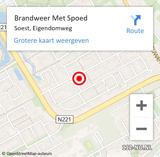 Locatie op kaart van de 112 melding: Brandweer Met Spoed Naar Soest, Eigendomweg op 16 maart 2022 23:51