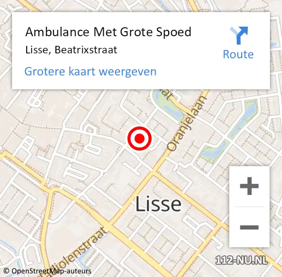 Locatie op kaart van de 112 melding: Ambulance Met Grote Spoed Naar Lisse, Beatrixstraat op 17 maart 2022 01:27