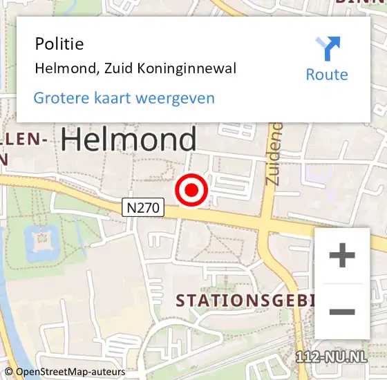 Locatie op kaart van de 112 melding: Politie Helmond, Zuid Koninginnewal op 17 maart 2022 02:56
