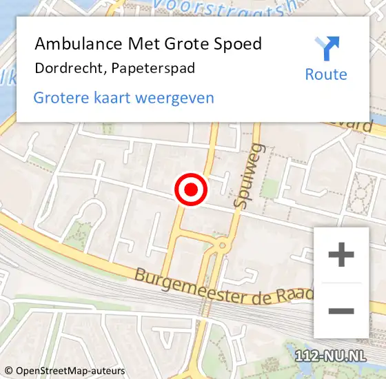Locatie op kaart van de 112 melding: Ambulance Met Grote Spoed Naar Dordrecht, Papeterspad op 17 maart 2022 04:22