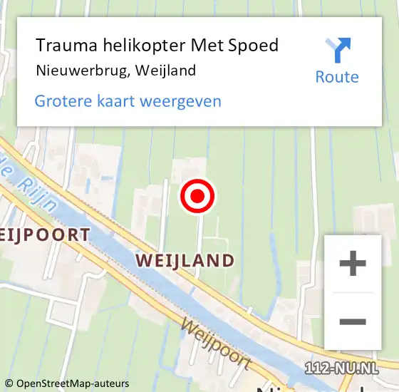 Locatie op kaart van de 112 melding: Trauma helikopter Met Spoed Naar Nieuwerbrug, Weijland op 17 maart 2022 06:39