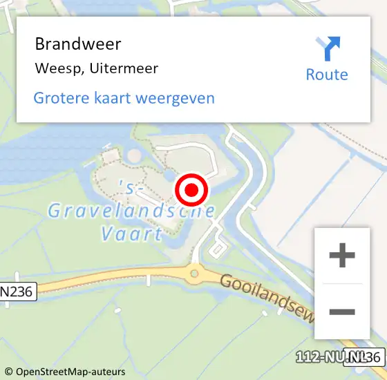 Locatie op kaart van de 112 melding: Brandweer Weesp, Uitermeer op 17 maart 2022 08:21