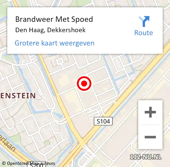 Locatie op kaart van de 112 melding: Brandweer Met Spoed Naar Den Haag, Dekkershoek op 17 maart 2022 08:36