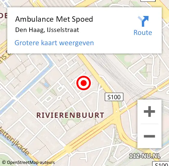 Locatie op kaart van de 112 melding: Ambulance Met Spoed Naar Den Haag, IJsselstraat op 17 maart 2022 09:39