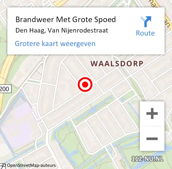 Locatie op kaart van de 112 melding: Brandweer Met Grote Spoed Naar Den Haag, Van Nijenrodestraat op 17 maart 2022 10:02