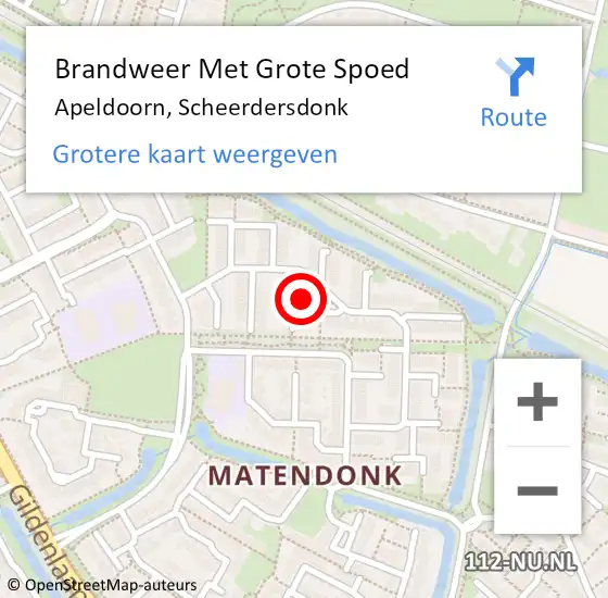 Locatie op kaart van de 112 melding: Brandweer Met Grote Spoed Naar Apeldoorn, Scheerdersdonk op 17 maart 2022 10:46