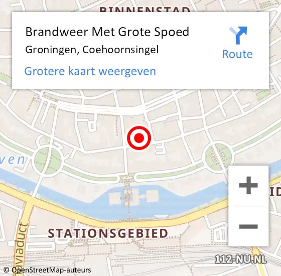 Locatie op kaart van de 112 melding: Brandweer Met Grote Spoed Naar Groningen, Coehoornsingel op 17 maart 2022 15:17
