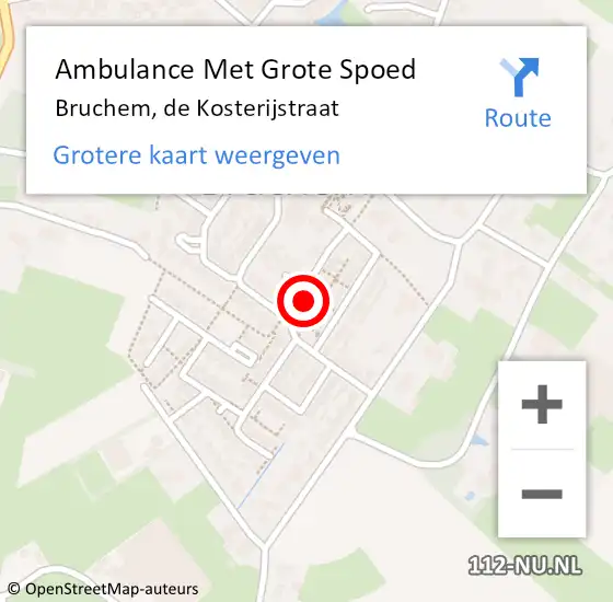 Locatie op kaart van de 112 melding: Ambulance Met Grote Spoed Naar Bruchem, de Kosterijstraat op 17 maart 2022 17:00