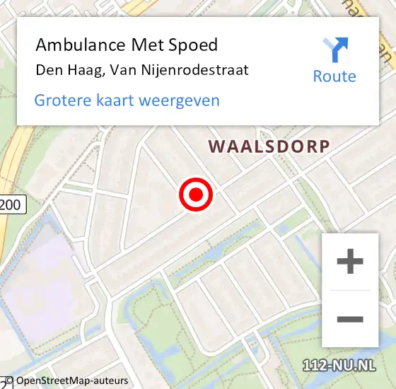 Locatie op kaart van de 112 melding: Ambulance Met Spoed Naar Den Haag, Van Nijenrodestraat op 17 maart 2022 17:04